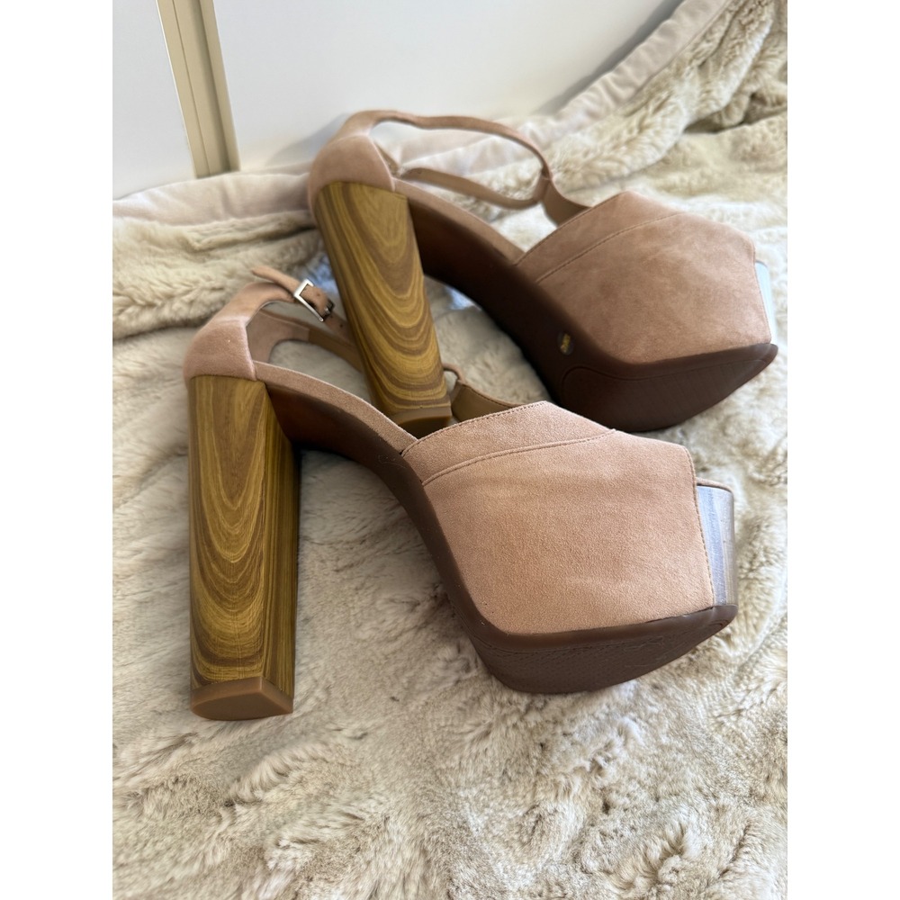 Jessica Simpson Womens Tan T-Strap Platform Block Wood Heel Sandals Size 10M - Picture 5 of 8